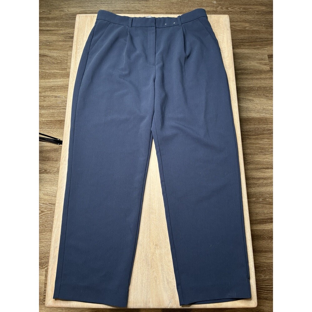 Abercrombie Sloane Tailored Wide Leg Trousers in Navy Size 33 - Picture 2 of 8